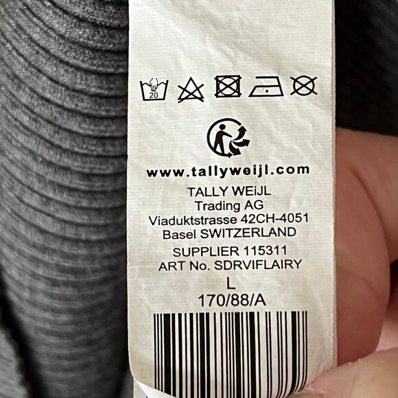 Tally Weijl Grey Ribbed Long Sleeve Fit Flare Crew Neck Womens Sweater Dress L - Picture 8 of 9